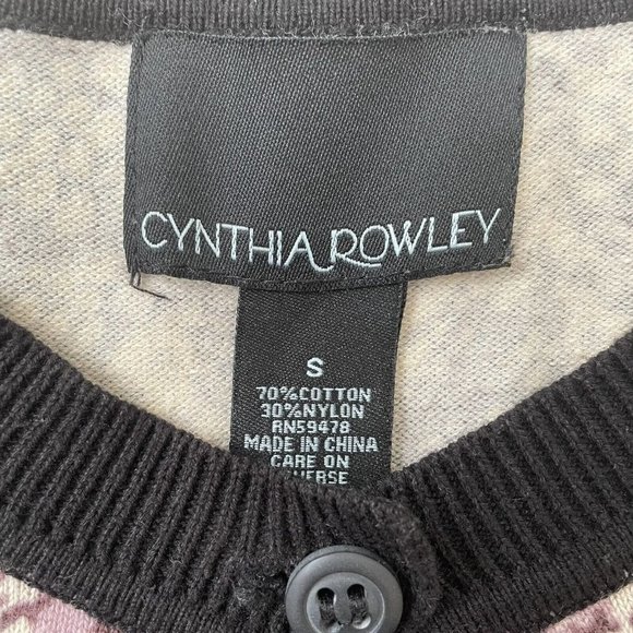 Cynthia Rowley Cropped Cardigan Womens Small Purple Snake Print 3/4 Sleeve Knit - Picture 3 of 6